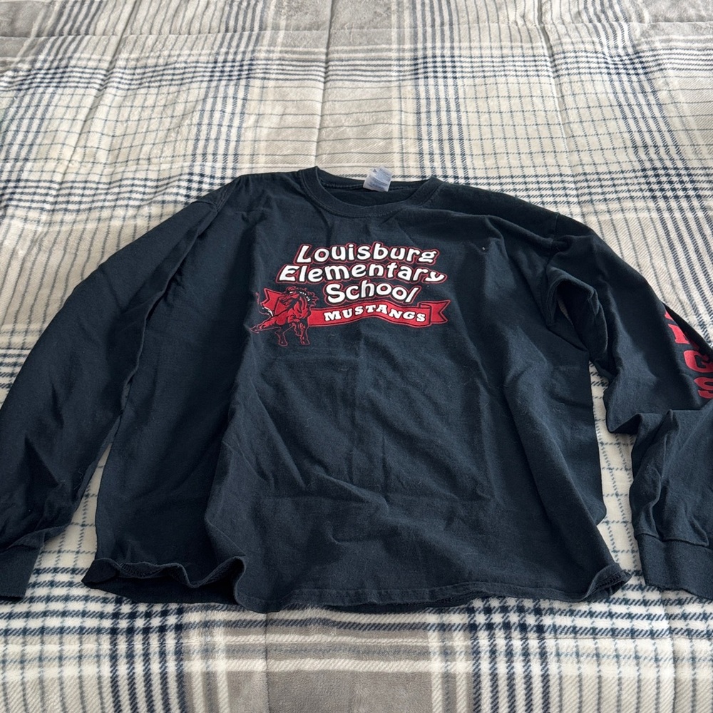 Gildan Black Long Sleeve Tee with Red Print
